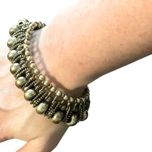 Lucky Brand Boho Burnished Brass Toggle Bracelet 8”